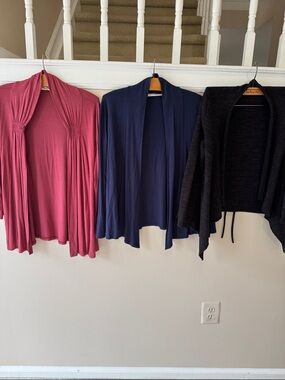 Bundle of Three Open-Front Cardigan Sweater - Mauve, Navy & Black